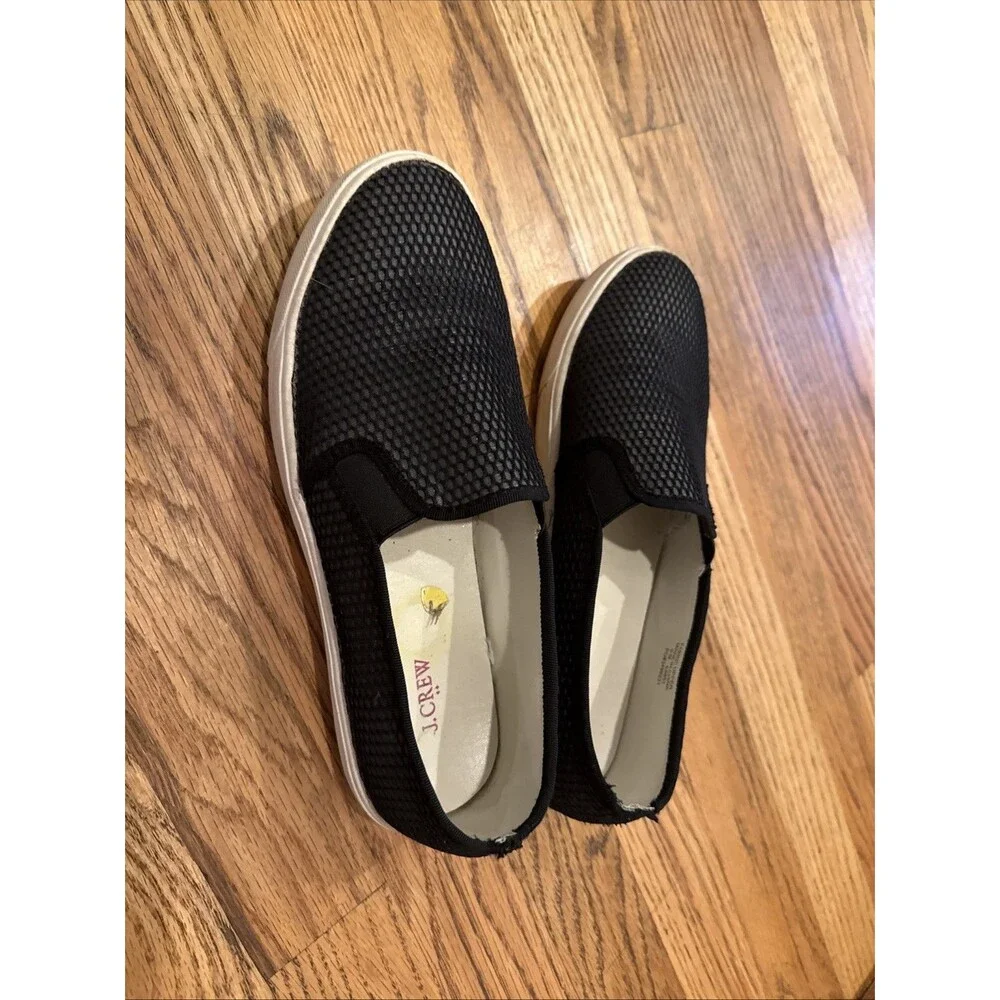 J.Crew Perforated Slip On Sneakers Loafer Shoe Slides Casual Black Size 9‎ M